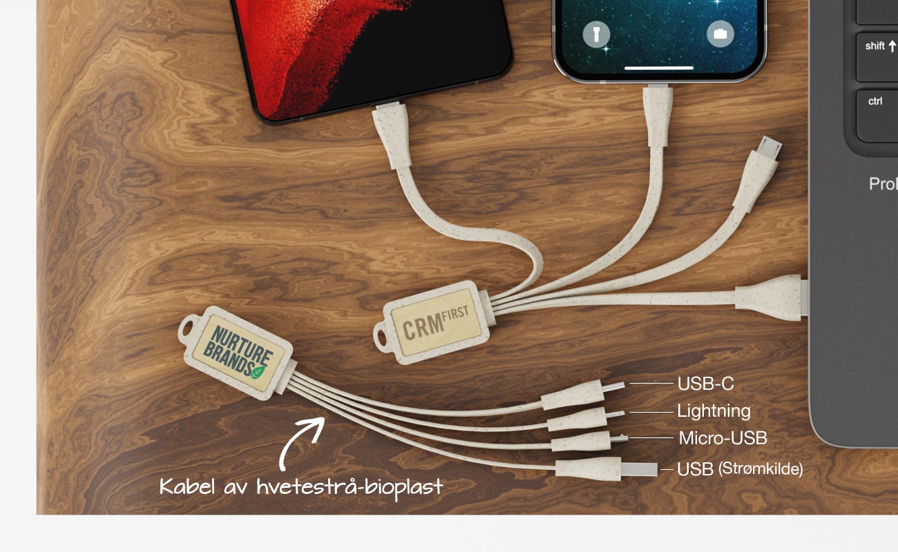 Multi Wood - Mange promoterende USB kabler