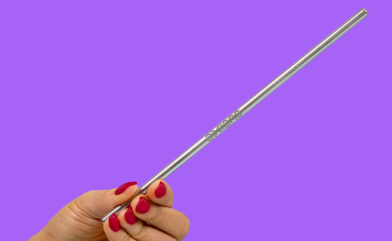 Straight - Sugerør av metall med logo gallery thumbnail