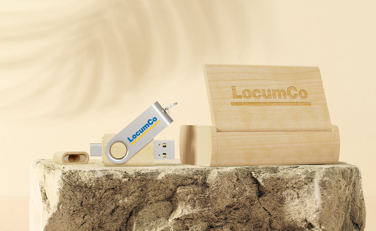 Twister Go Wood - USB Minnepenn med USB-C med Logo gallery thumbnail
